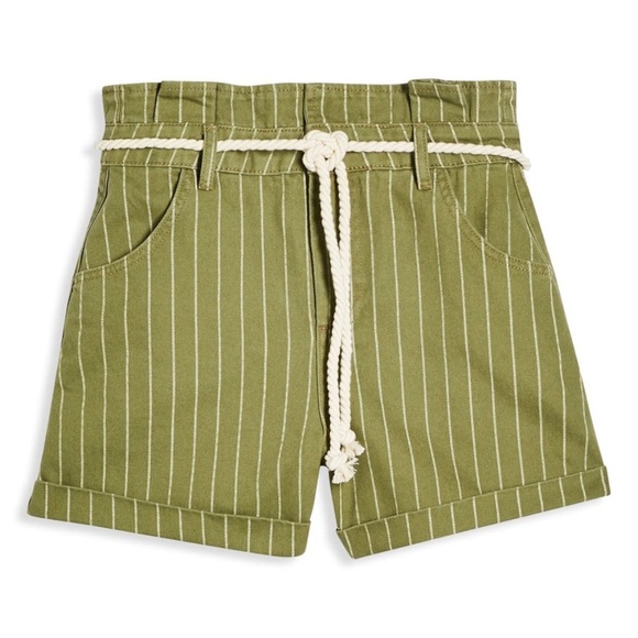 NEW TOPSHOP Rope Belt Stripe Paperbag Short Size 8 - Picture 4 of 7